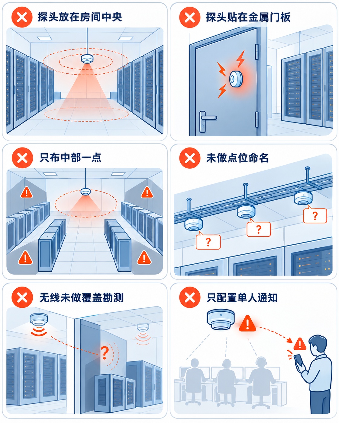 汇总机柜温度监测中常见设计与安装错误的工程信息图